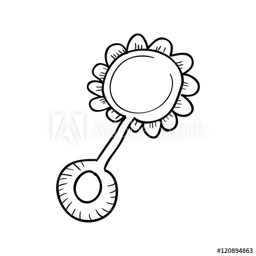 500x500 Baby Rattle Toy Flower Shape Draw Design Vector Illustration