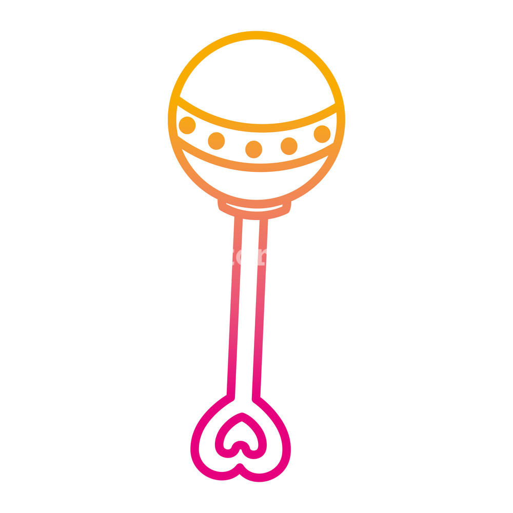 1000x1000 Degraded Line Baby Rattle Toy Play Object Vector Illustration