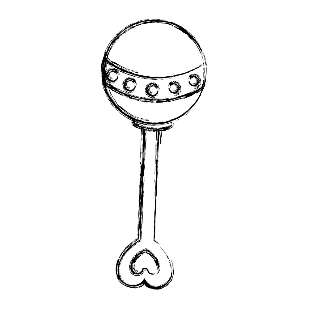 1000x1000 Grunge Baby Rattle Toy Play Object Vector Illustration Royalty