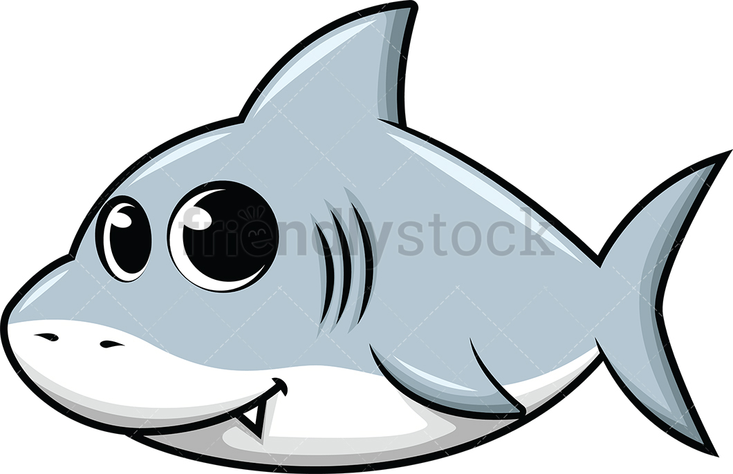 Cute Baby Shark Cartoon Vector Clipart 1060x686 Cute Baby Shark Cartoon Vector Clipart