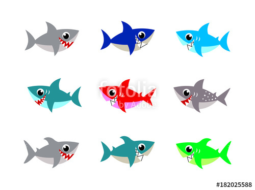 Cute Baby Shark Vector Vector Collection Stock Image And Royalty 500x374 Cute Baby Shark Vector Vector Collection Stock Image And Royalty