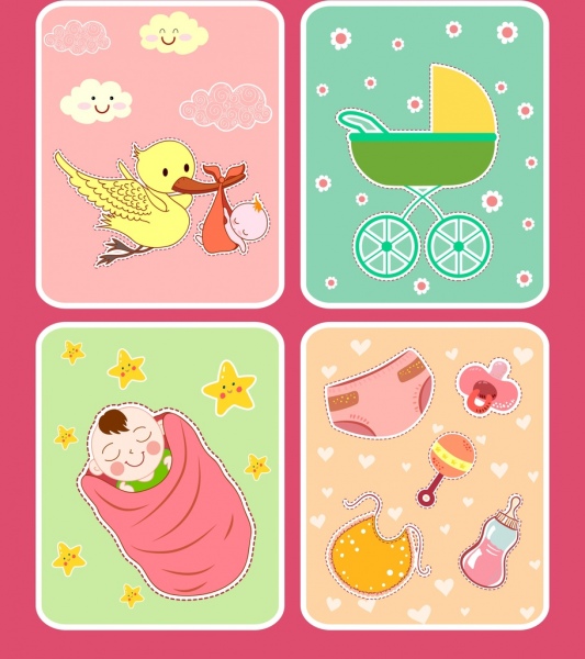 Baby Shower Background Sets Colorful Cute Design Elements Free 533x600 Baby Shower Background Sets Colorful Cute Design Elements Free