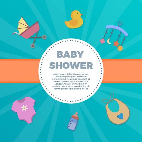 Flat Baby Shower Elements With Fancy Background Vector 490x490 Flat Baby Shower Elements With Fancy Background Vector