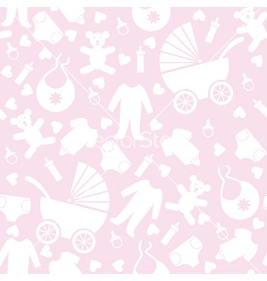 380x400 Seamless Pink Baby Background Vector Patchwork Baby Shower
