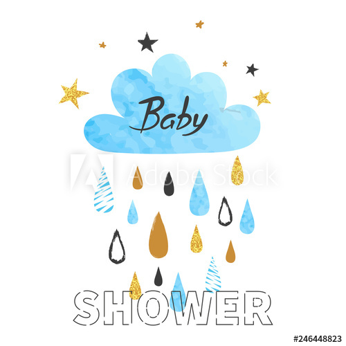 500x500 Baby Shower Vector Illustration With Rainy Cloud