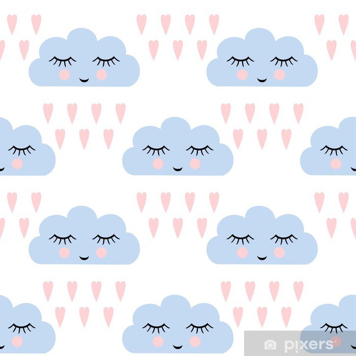 700x700 Clouds Pattern Seamless Pattern With Smiling Sleeping Clouds