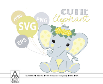 350x287 Elephant Girl Baby Girl Elephant For Baby Shower, Vector Clip