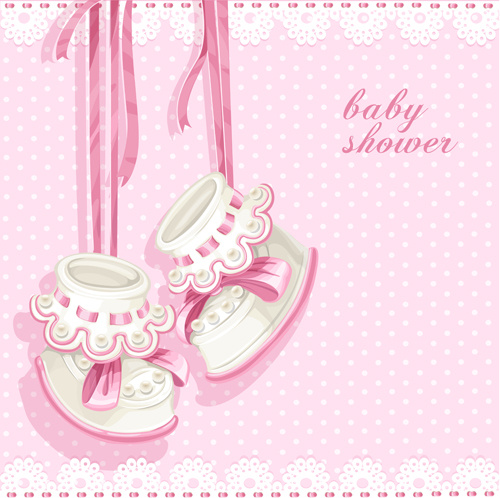 500x498 Cute Pink Baby Shower Card Vector Free Vector In Encapsulated