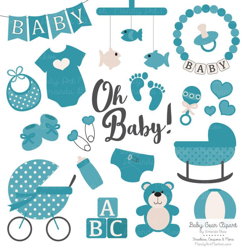 794x794 Premium Oh Baby Clipart Vectors Set In Vintage Blue Etsy