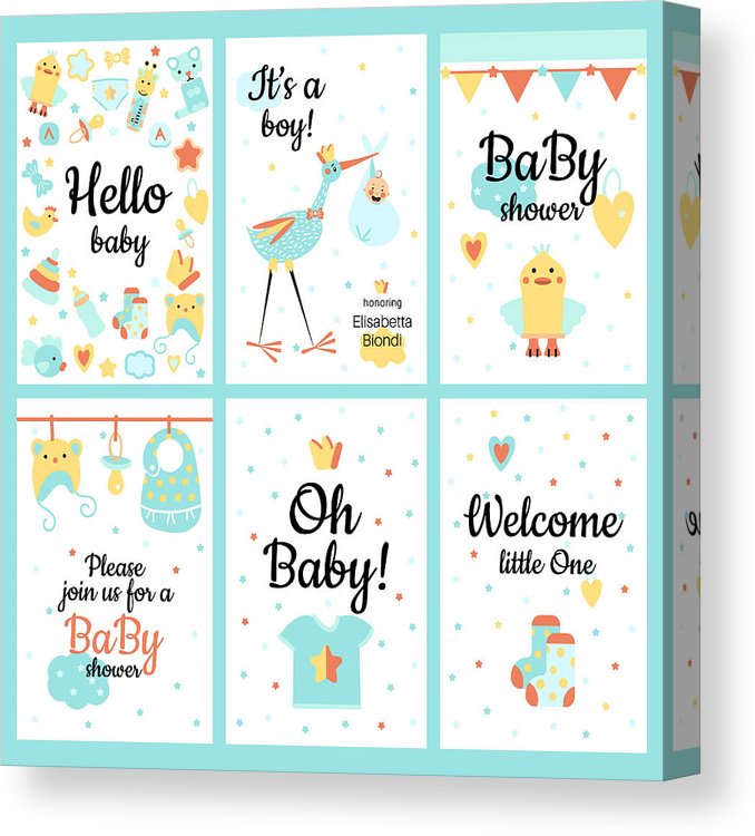 678x750 Set Design Card Of Baby Shower Canvas Print Canvas Art