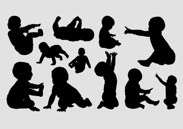 626x443 Baby Activity Silhouette Vector Premium Download