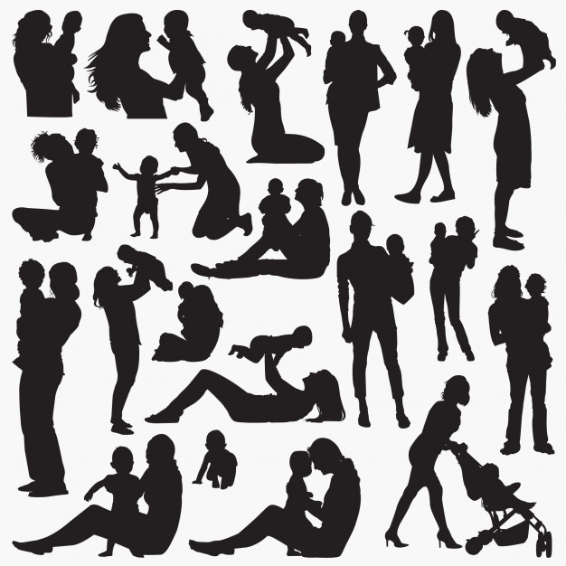 626x626 Carrying Baby Silhouettes Vector Premium Download