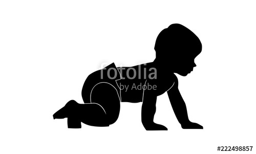 500x300 The Baby's Silhouette Is Walking Crawling Stock Image