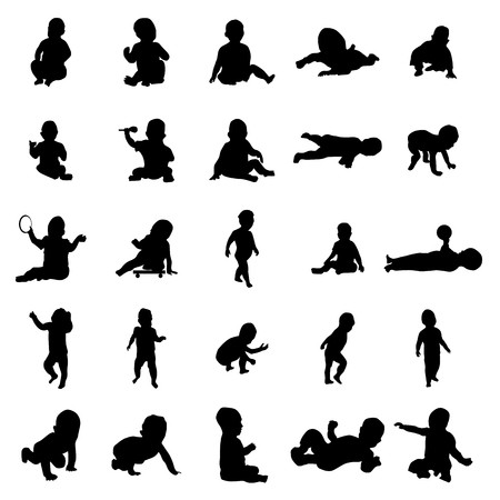 450x450 Baby Silhouettes Set Isolated On White Background Royalty Free