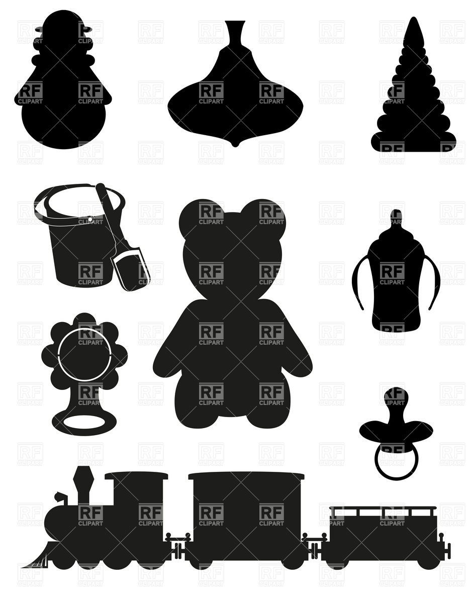 943x1200 Toys And Baby Accessories Silhouettes Vector Image Of Objects