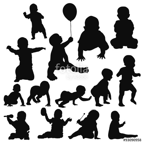 500x500 Baby Babies Silhouette Playing Fun Stock Image And Royalty Free