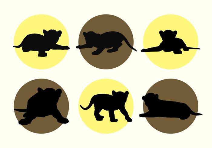 700x490 Baby Tigers Vector Silhouettes