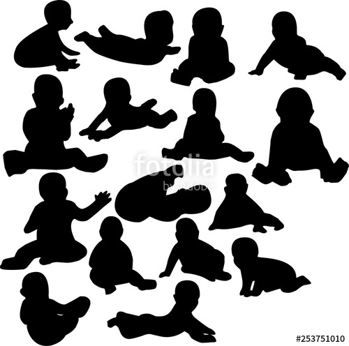 500x496 Baby Silhouette Vector Illustration Set Stock Image And Royalty