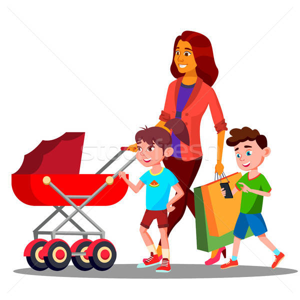 Mother Walking With A Baby Stroller Vector Isolated Illustration 600x600 Mother Walking With A Baby Stroller Vector Isolated Illustration