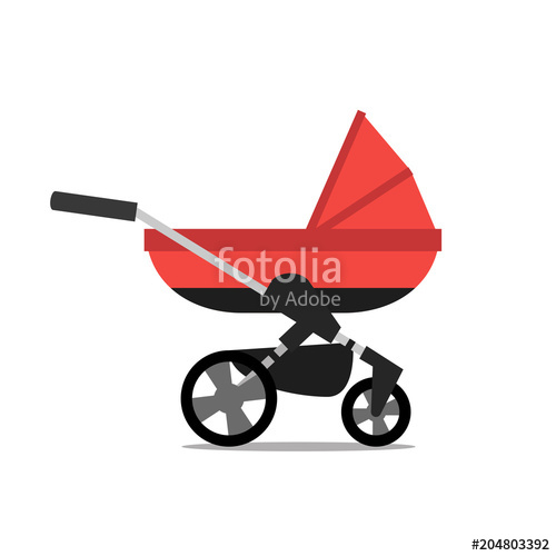 Red Baby Stroller, Vector Illustration On White Background Vector 500x500 Red Baby Stroller, Vector Illustration On White Background Vector