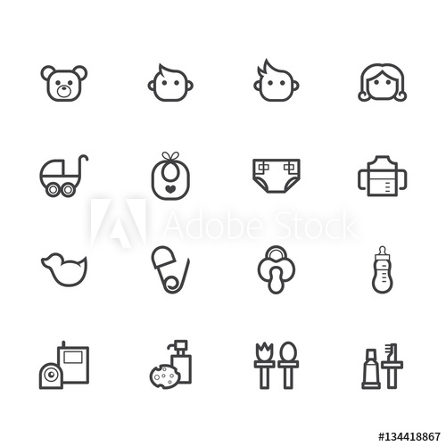 500x500 Baby Stuff Black Icon Set On White Background