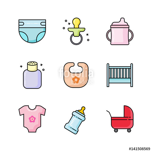 500x500 Baby Stuff Icons Set Stock Image And Royalty Free Vector