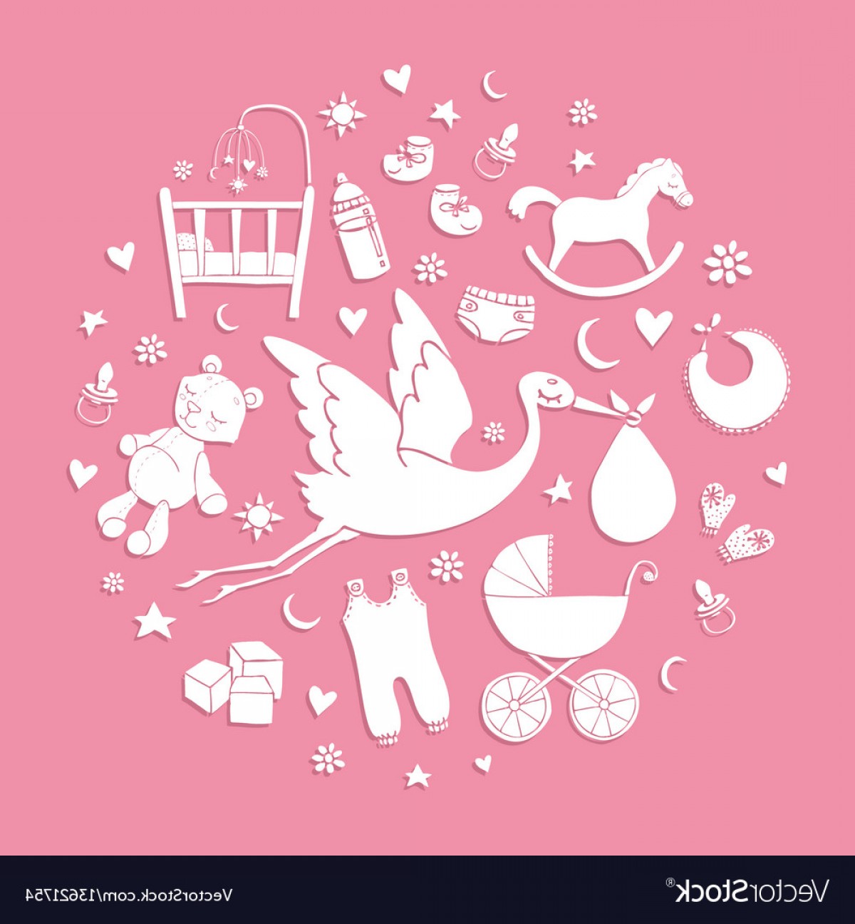 1200x1296 Set Of Hand Drawn Elements Baby Girl Stuff Vector Wallkeeper
