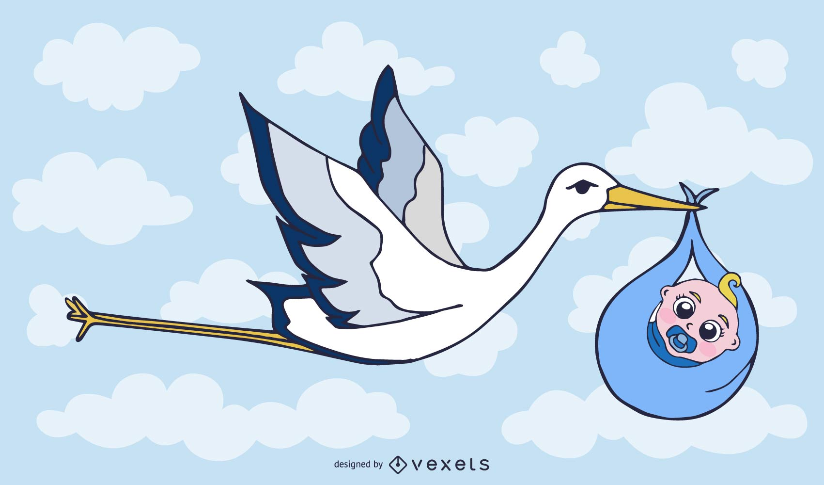 1701x1000 Stork Carrying A Baby Vector
