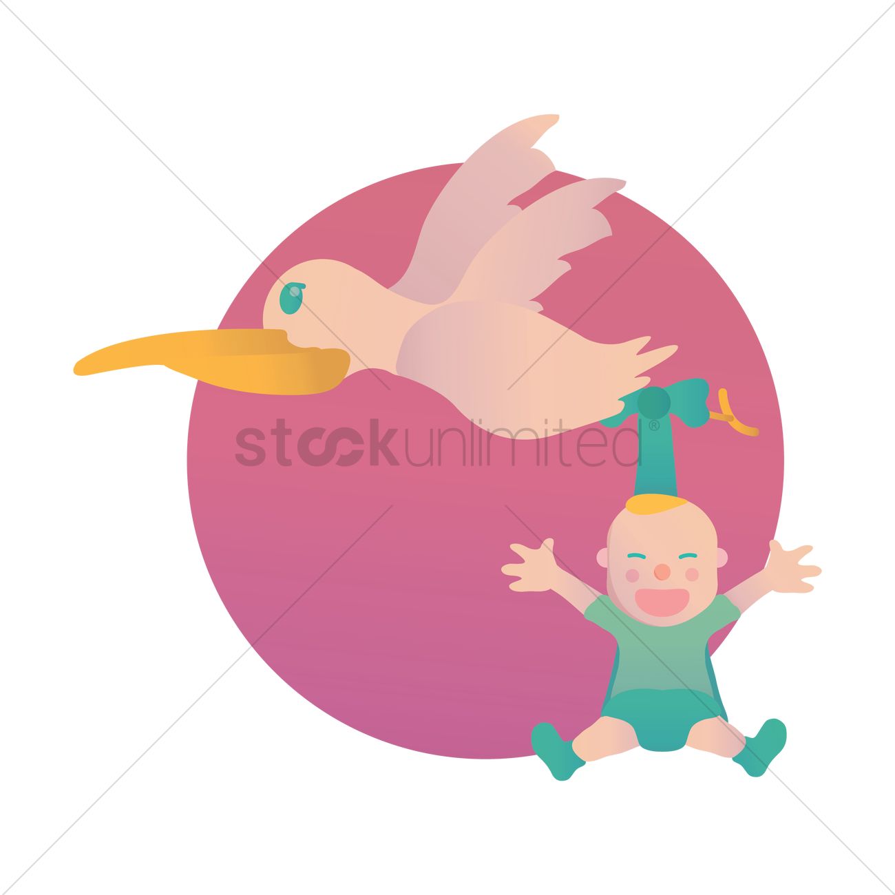 Free Stork Carrying A Baby Vector Image 1300x1300 Free Stork Carrying A Baby Vector Image