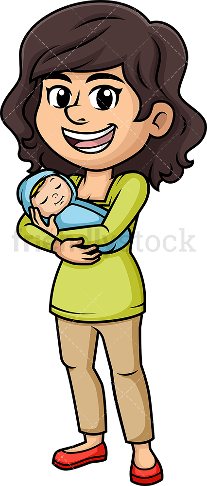 Mother With Newborn Baby Cartoon Vector Clipart 426x1000 Mother With Newborn Baby Cartoon Vector Clipart