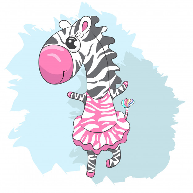 Cute Baby Zebra Ballerina Cartoon Hand Drawn Vector Premium Download 626x626 Cute Baby Zebra Ballerina Cartoon Hand Drawn Vector Premium Download