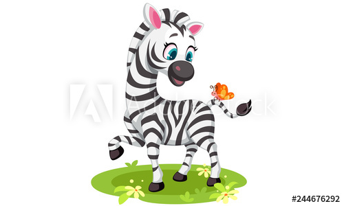 Baby Zebra Vector Illustration 500x300 Baby Zebra Vector Illustration