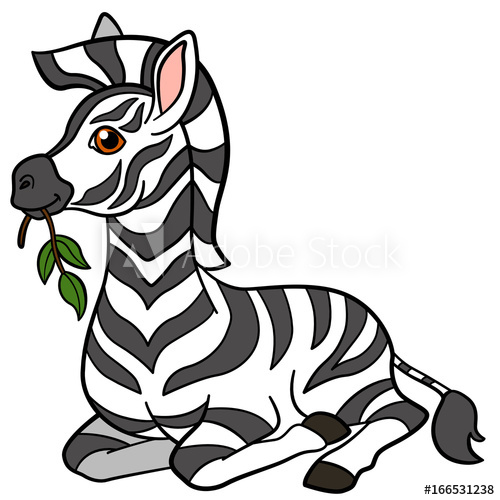 Cartoon Animals Little Cute Baby Zebra Eats 500x500 Cartoon Animals Little Cute Baby Zebra Eats
