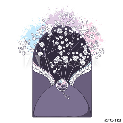 500x500 Vector Bouquet Of Outline Gypsophila Or Baby's Breath Flower Bunch