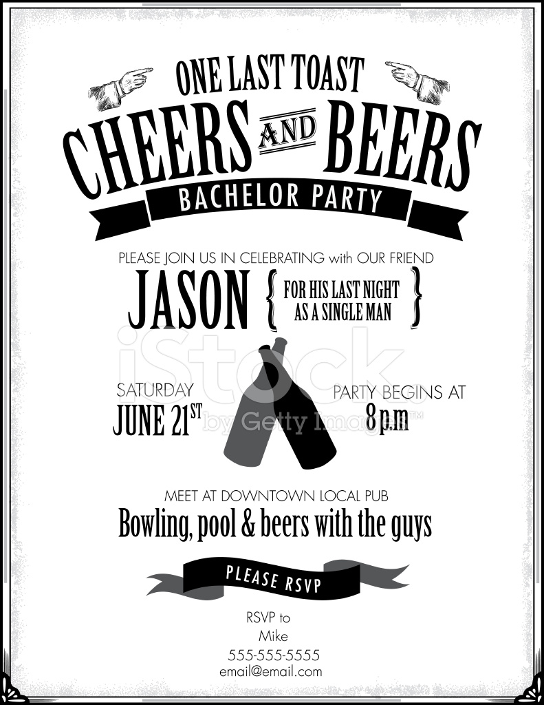 791x1024 Elegant Bachelor Party Invitation Design Template Stock Vector