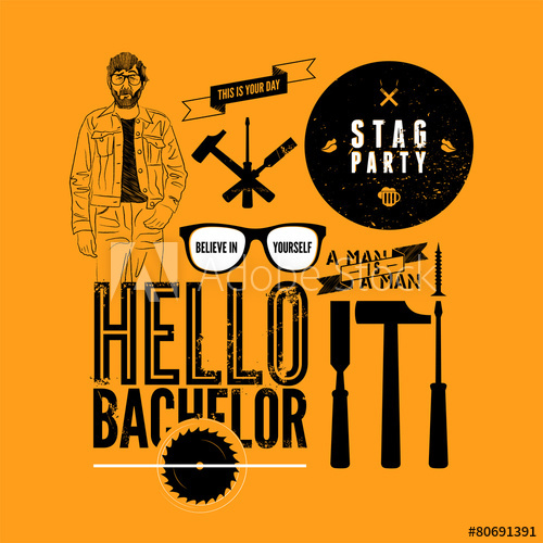 500x500 Set Of Grunge Design Element For Stag Party Vector Illustration