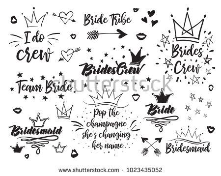 450x358 Set Of Hen Bridal And Bachelorette Party Vector Logo, Slogan