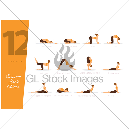 Yoga Poses For Upper Back Pain, Vector Illustration Gl Stock 500x500 Yoga Poses For Upper Back Pain, Vector Illustration Gl Stock
