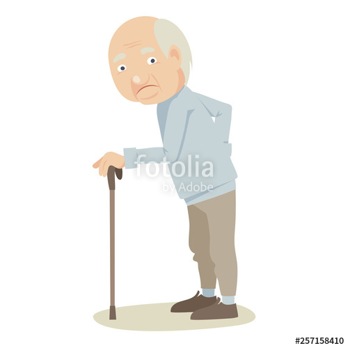 Grandfather With A Cane Elderly Men Upset With Back Pain, Vector 500x500 Grandfather With A Cane Elderly Men Upset With Back Pain, Vector
