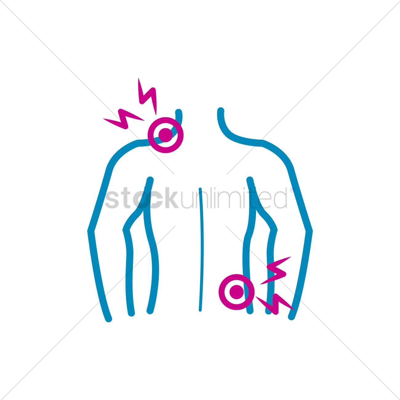 Human Body With Back And Shoulder Pain Vector Image 1300x1300 Human Body With Back And Shoulder Pain Vector Image