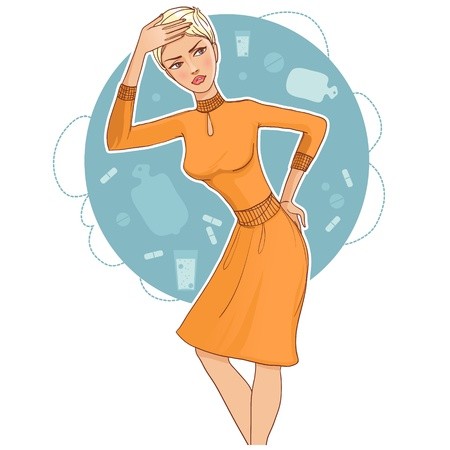 Ill Young Woman Complaints About Back Pain Vector Image 450x450 Ill Young Woman Complaints About Back Pain Vector Image