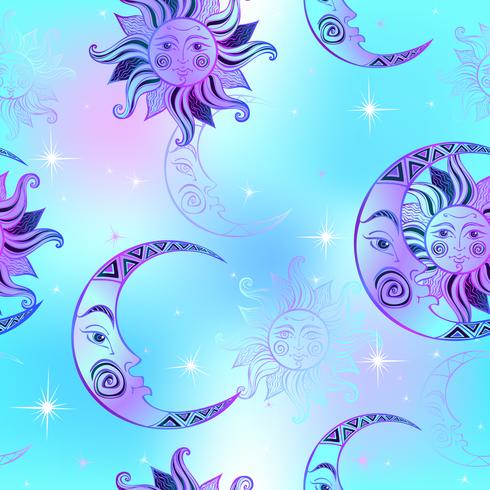 490x490 Seamless Pattern Sun Moon And Stars Space Background Night Sky