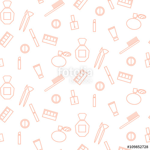 500x500 Cosmetic Accessories Girl Seamless Pattern Line Icons Makeup