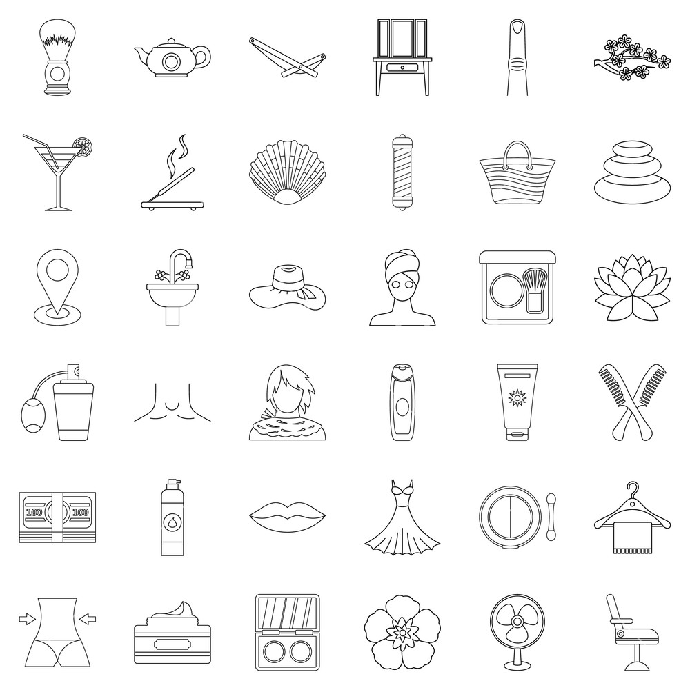 1000x1000 Cosmetic Icons Set Outline Style Of Cosmetic Vector Icons