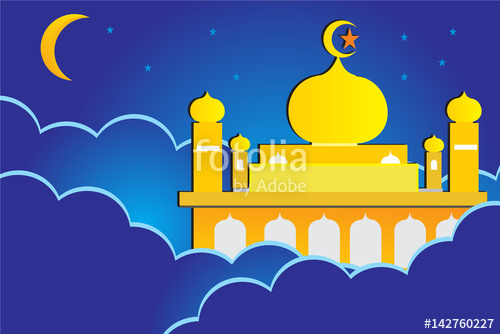 Yellow Mosque Above The Clouds With A Blue Background Ramadhan 500x334 Yellow Mosque Above The Clouds With A Blue Background Ramadhan