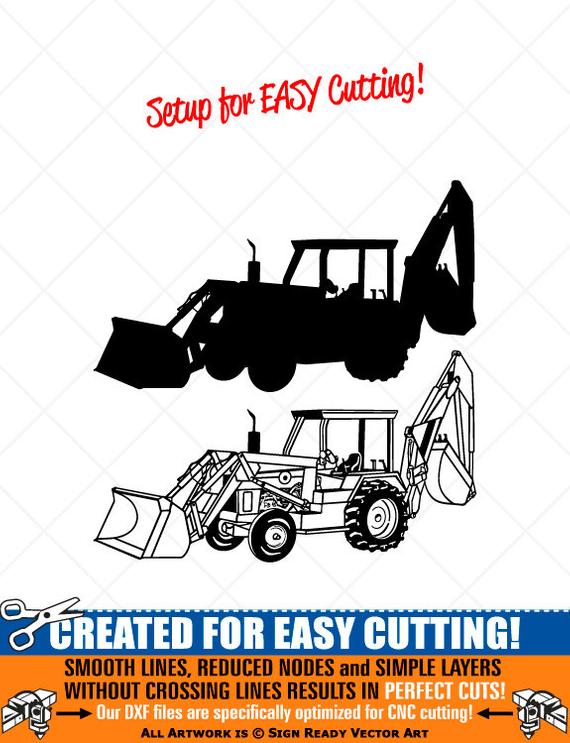 570x743 Backhoe Loader Clipart Vector Clip Art Graphics Digital Etsy