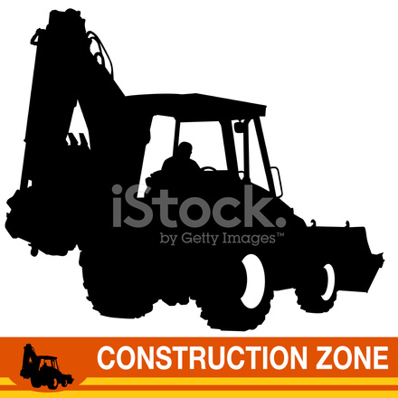 440x440 Backhoe Loader Construction Vehicle Stock Vector