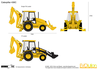 400x283 Caterpillar Backhoe Loader Vector Drawing