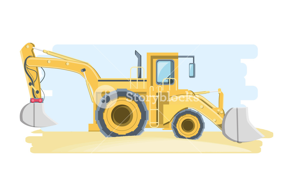 1000x669 Construction Front And Backhoe Loader Truck Over White Background