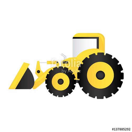 500x500 Color Backhoe Loader Icon, Vector Illustration Image Design Stock